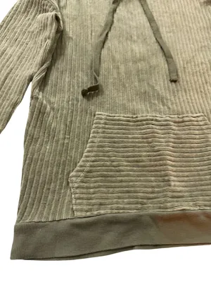 Maurices Olive Green Ribbed Corded Tie Neck Pullover Sweater Front Small Women's thumbnail 5