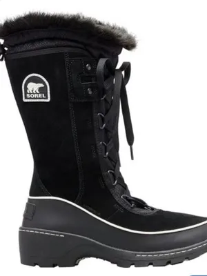 Sorel Black Lace-Up Women's Winter Tall Boot with Faux-Fur Trim thumbnail 1