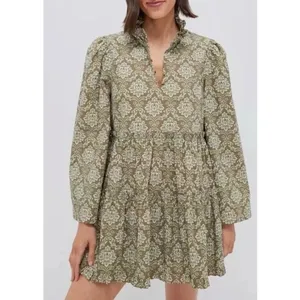 NWT Tuckernuck Hyacinth House Russell Moss Printed Olive Green Mini Dress Size S thumbnail 2