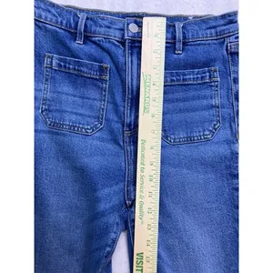 Ann Taylor Flare Jeans‎ Women 4 Blue Patch Pocket High Rise Denim Classic thumbnail 4
