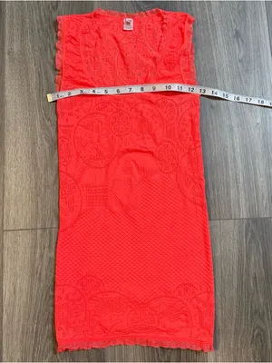 Y2K 2000s Neon Orange Stretchy Lace Trim Tank Top M/L Rave Clubwear Jersey Shore thumbnail 8