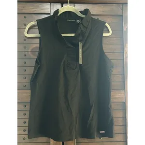 NWT TAHARI Black Sleeveless Blouse Sz Med Classic Staple Career Party Versatile thumbnail 2