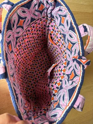 Vera Bradley Pink, Orange & Navy Quilted Floral Tote thumbnail 7