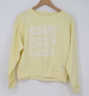 Pop Surf Sweatshirt Womens Medium Great Wolf Lodge Yellow Graphic Pullover Exc thumbnail 1