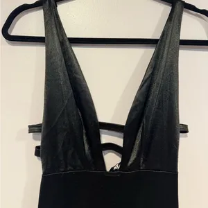NWT Hello Molly Luxe Dance satin maxi dress‎ in black thumbnail 3