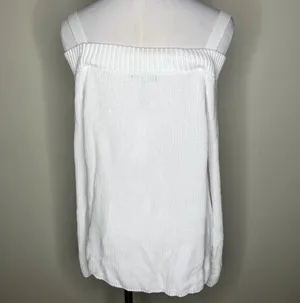525 America NWT Born In Brooklyn Sweater LARGE Cold Shoulder Ribbed Wide Sleeve White thumbnail 7