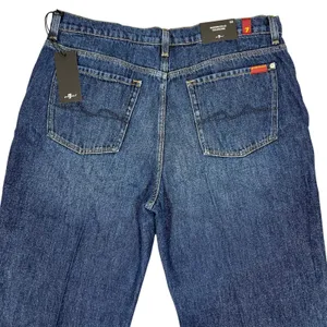 7 For All Mankind Modern Dojo Tailorless Wide Leg Jeans 33" Luray Dark Wash NEW! thumbnail 7