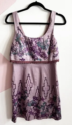 Free People Aztec Print Dress Boho‎ Bohemian Festival Dreamy Retro Sz 0 thumbnail 1