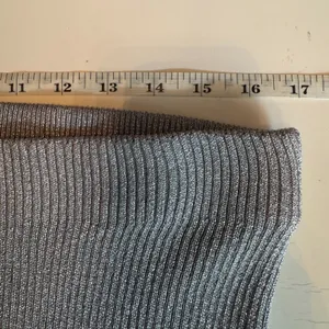 H&M Silver Metallic Ribbed Knit Midi Skirt L Stretch Pull On Party Holiday Rave thumbnail 5