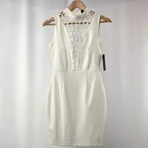 NWT Lulus Lavish Lattice Bodycon Dress in‎ White Size Small thumbnail 4