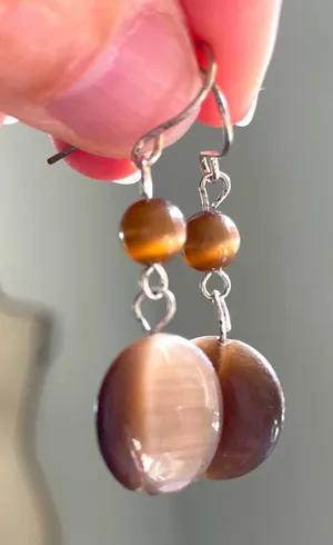 Cats Eye Glass Drop Earrings Round Dangle Jewelry Cats-eye Gorgeous Y2K Retro‎ thumbnail 1