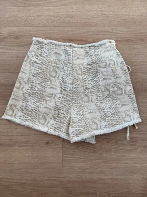 Le Lis Frayed Snake Print Denim Wrap Skort thumbnail 2