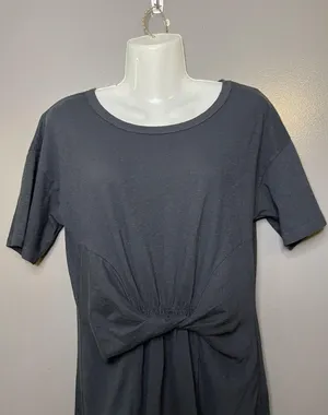 Aerie T Shirt Dress Womens Small Black Twist Knot Front Waist Short Casual thumbnail 1