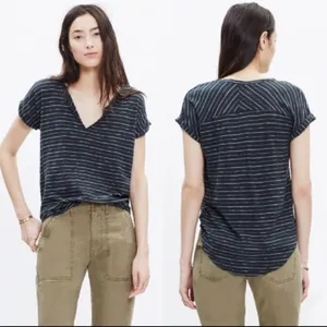 Madewell Turntable Split Neck Tee Oakland Stripe v6x thumbnail 2