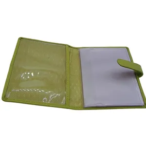Genuine Leather Card ID Holder Photos Small Wallet Lime Green 4x3" Pocket Wallet thumbnail 4