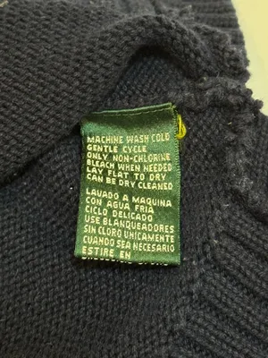 Lauren Ralph Lauren Lace Up Sweater L Navy Crest Cotton Knit Collared Preppy thumbnail 7