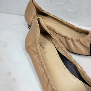 Nurture Luxford Ballet Flat Shoes Womens 7.5 Tan Black Leather Slip On Round Toe thumbnail 9