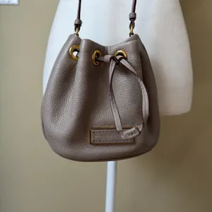 Marc by MARC JACOBS Mini Bucket Bag Crossbody Cream Grey Pebbled Leather thumbnail 2
