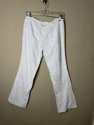 ROXY White Linen Drawstring Wide Leg White Pants Trousers Size Small thumbnail 4
