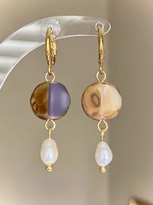Handmade unique retro vintage fairy boho style dangle earrings w/ quality Czech glass beads💜 thumbnail 5