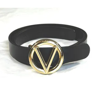 Valentino Garavani Valentino Milano Black Leather Belt with Gold V-Logo Buckle Size S Quiet Luxury thumbnail 3
