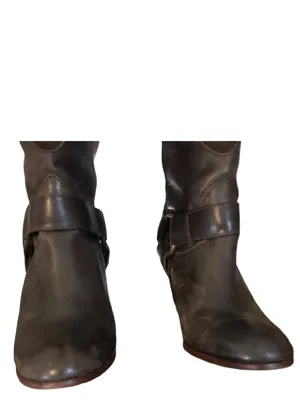L.L. Bean Dark Brown Suede & Leather Western Style Heeled Calf High Boots (6.5) thumbnail 8