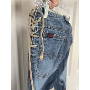 Mudd Side Lace Up‎ Flare Jeans Womens Size 3 Blue Y2K Vintage Bell Bottom Denim thumbnail 6