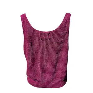 Pepin Womens Magenta Open Knit Surplice Wrap Sleeveless Tank Top Size Large thumbnail 4