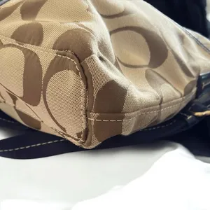 COACH Crossbody‎ Signature Foldover - Khaki/Navy F23304 Jacquard Tote thumbnail 8