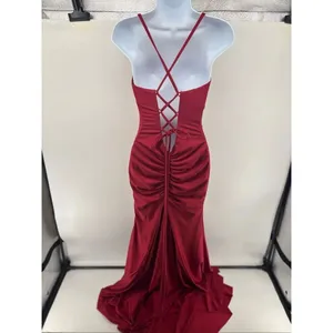 Portia and Scarlett Prom Gown Maxi Dress Women Size 4 Red Slit Lace Up Back thumbnail 5