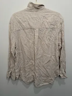 Banana Republic Beige Linen Blend Button Down Shirt Women Size Large Long Sleeve thumbnail 4