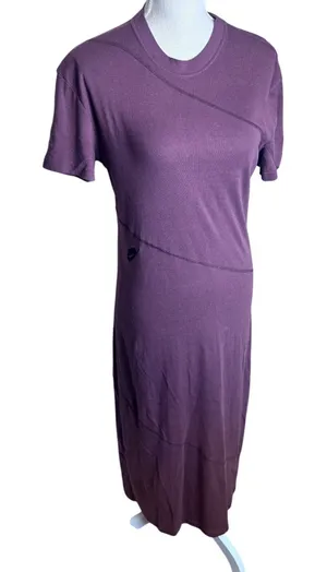 Nike Sportswear Essential Swoosh Bodycon Midi Dress Brown Womens Sz L Athleisure thumbnail 1