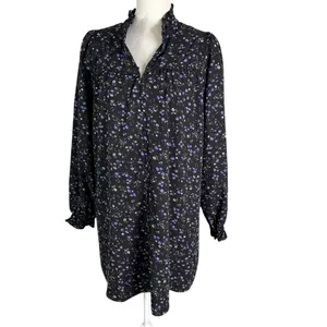 English Factory Floral Button Detail Mini Dress Black Size S thumbnail 5