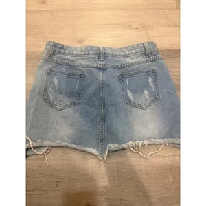 Distressed Light Wash Denim Mini Skirt - Size 12 - Frayed Hem‎ thumbnail 3