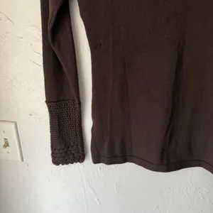 Venus Sweater Y2k‎ Small Brown Crochet Trim Long Sleeve Pullover Fairy Top thumbnail 7