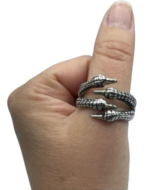 Silver Tone Dragon Claw Wrap Ring Size 12 thumbnail 1