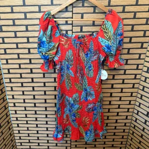 Milk & Honey Red Floral‎ Dress Size Medium thumbnail 2