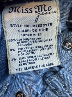 Miss Me Y2K Inspired Embellished Back Pocket Straight Jeans in Blue Wash size 28 thumbnail 6