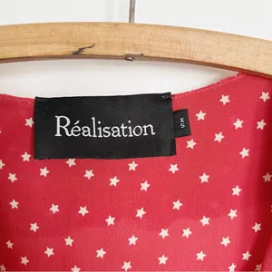 Realisation Par • The Alexandra wrap silk mini dress Red Star print ruffled thumbnail 6