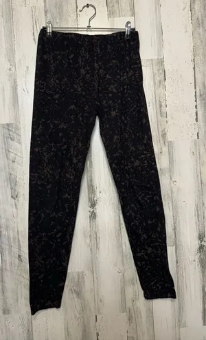 Xhilaration Women’s Black Brown Abstract Print Leggings Size Large Stretch Pull thumbnail 1