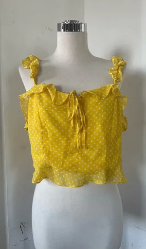 Yellow Polka Dot Ruffle Tie thumbnail 1