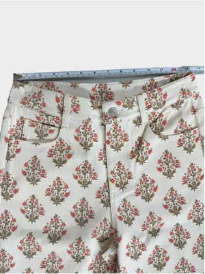 Entro Floral Print Wide Leg Twill Denim Pants Size S thumbnail 3