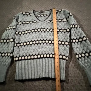 Western Connection‎ Sweater Womens Medium Blue Vintage 80s Popcorn Knit V-Neck thumbnail 7