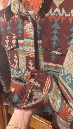 Le Miel Aztec Western rough-edge shirt jacket - L thumbnail 2