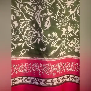 ZARA | Green/Pink Oversized Satin Shirt, Size L thumbnail 5