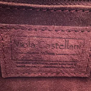 Viola Castellani Genuine Suede Woven Padded Flap Crossbody Bag Dark Purple thumbnail 7
