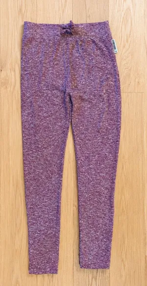 Gymshark Slounge High Rise Leggings Pants Purple White Marled Drawstring Sz M thumbnail 1