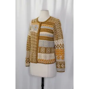 GUDRUN SJODEN Floral Patchwork Cardigan Sweater Wool Buttons Retro X-Small thumbnail 4