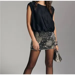 By Anthropologie Black Viscose Professional Blouse Top Career Wear L thumbnail 3