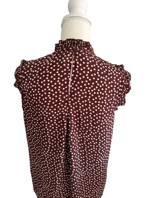 DKNY Womens Brown Polka Dot Sleeveless Top Size XL thumbnail 5